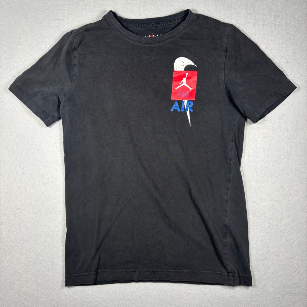 Nike Air Jordan Boys Kids Youth Large L Short Sleeve Black Graphic T-Shirt AJ4